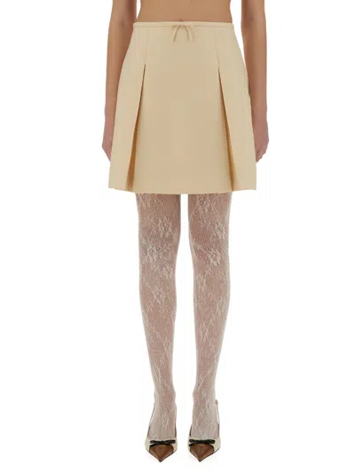 Valentino Crepe Couture Short Skirt In Neutral
