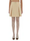 Valentino Womens Betulla Bow Pleated Wool-silk Woven Mini Skirt In Ivory