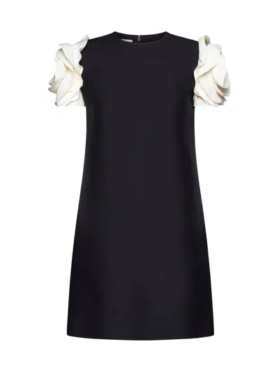 Valentino Crepe Couture Short-sleeved Dress In Black