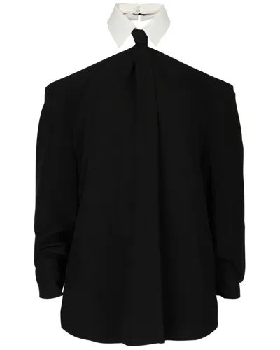 Valentino Crepe Couture Silk Blouse In 01119-nero Avorio