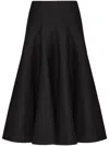 Valentino Flared Wool-silk Crepe Midi Skirt In Black  