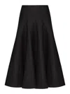 Valentino Flared Wool-silk Crepe Midi Skirt In Black