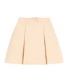 Valentino Womens Betulla Bow Pleated Wool-silk Woven Mini Skirt In Nude