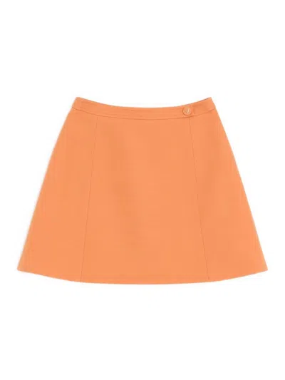 Valentino Crepe Couture Skirt In Orange