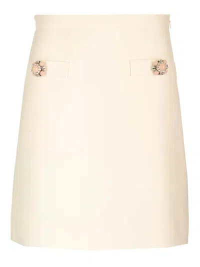 Valentino Crepe Couture Skirt Skirts White In Beige
