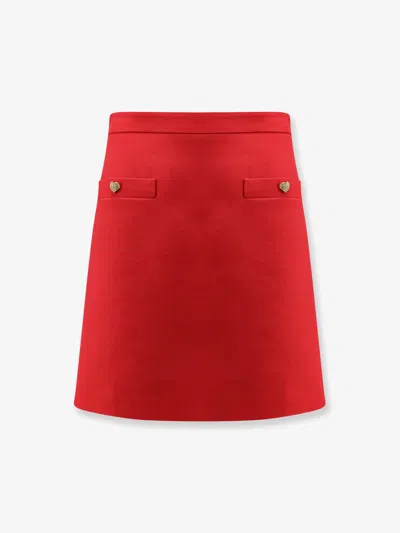 VALENTINO CREPE COUTURE SKIRT WITH HEART JEWEL BUTTONS