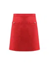 Valentino Crepe Couture Skirt With Heart Jewel Buttons In Red