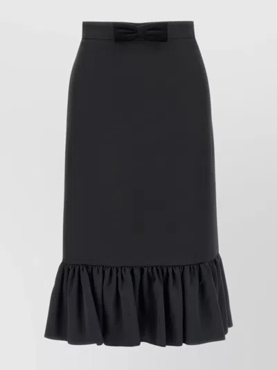 VALENTINO CREPE COUTURE SKIRT WITH RUFFLED HEM AND BOW DETAIL