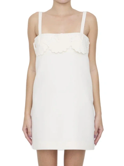 Valentino Crepe Couture Sleeveless Mini Dress In White