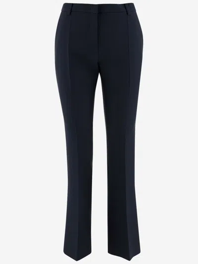 Valentino Crepe Couture Tailored Pants In Blue