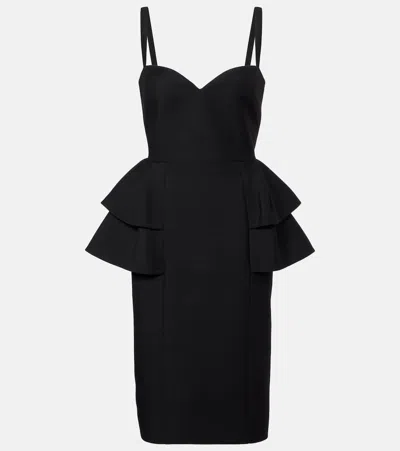 Valentino Crepe Couture Tiered Midi Dress In Black