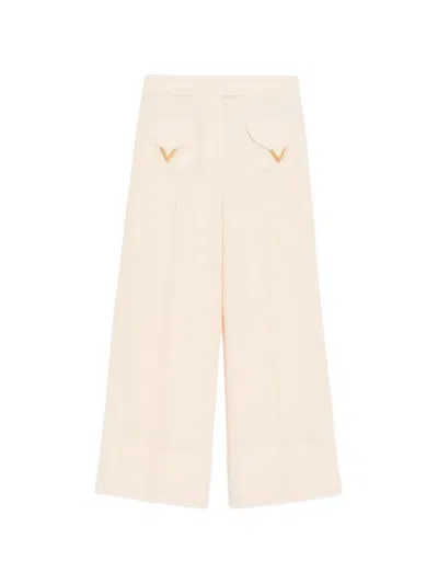 Valentino Crepe Couture Trousers In Nude