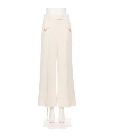 Valentino Crepe Couture Trousers In White