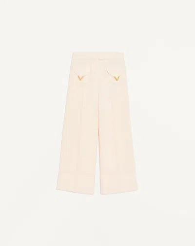 Valentino Crepe Couture Trousers Woman Vanilla 50 In Pink