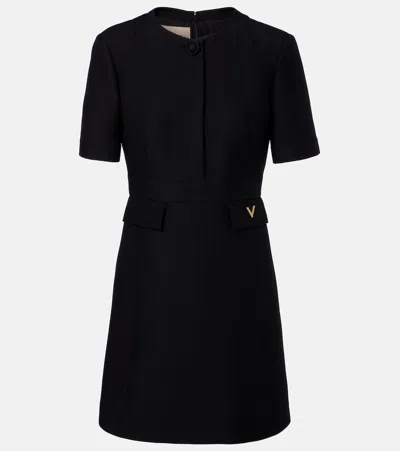 Valentino Crepe Couture Vgold Minidress In Black