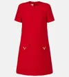 Valentino Womens Paris Pocket-front Short-sleeve Wool-blend Midi Dress In Red