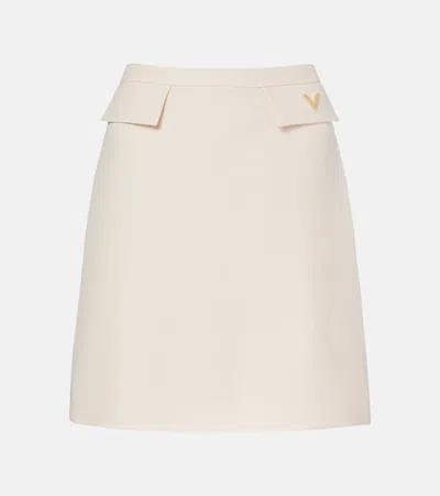 Valentino Crepe Couture Vgold Miniskirt In Neutral