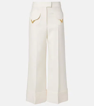 Valentino Crepe Couture Wide-leg Pants In White