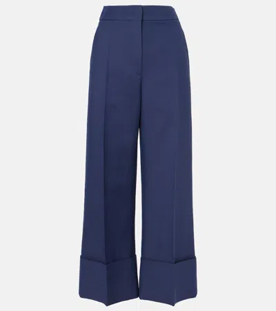 Valentino Weite Hose Aus Crepe Couture In Blau