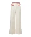 Valentino Ivory Trousers With Gold V In Animal Print