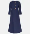 Valentino Crepe Couture Wool And Silk Midi Dress In Blau