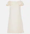 Valentino Ruffled Wool And Silk-blend Crepe Mini Dress In White