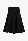 Valentino Crepe Couture Wool-blend Midi Skirt In Black