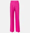 Valentino Pleated Wool And Silk-blend Crepe Wide-leg Pants In Pink