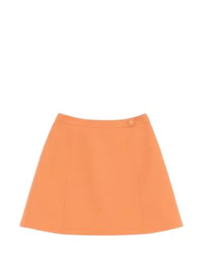 Valentino Midi Skirt Nylon Blend Silk Buttons In Orange