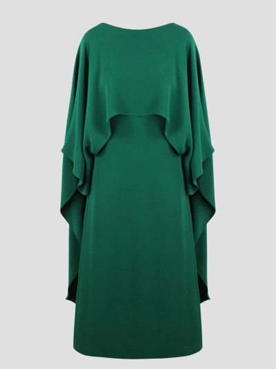 Valentino Cape-effect Silk-crepe Midi Dress In 绿色
