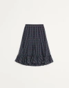 Valentino Crepe De Chine Midi Skirt With Cherryfic Print Woman Navy/cherry Red 36 In Navy/cherry Red