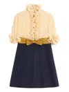 Valentino Womens Provence Blue Betulla Frilled Contrast-texture Silk Mini Dress In Blue
