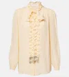 Valentino Silk Tasselled-pussybow Blouse In Beige