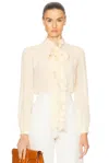 Valentino Silk Tasselled-pussybow Blouse In Betulla