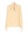 Valentino Light Yellow Crepe De Chine Top In Birch