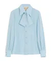 Valentino Crepe De Chine Shirt In Blue