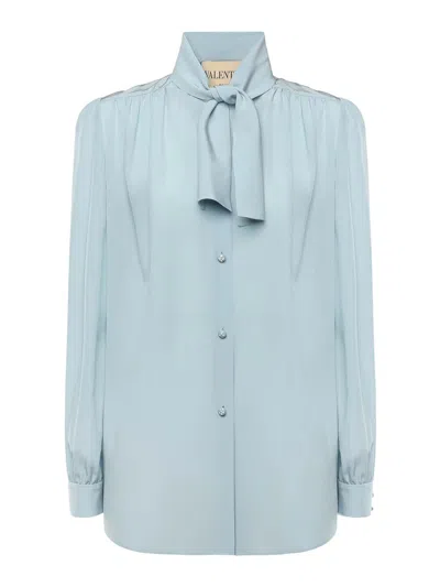 Valentino Crepe De Chine Shirt In Blue