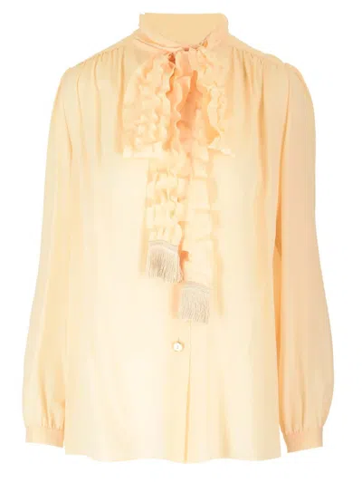 Valentino Crepe De Chine Shirt In Neutral