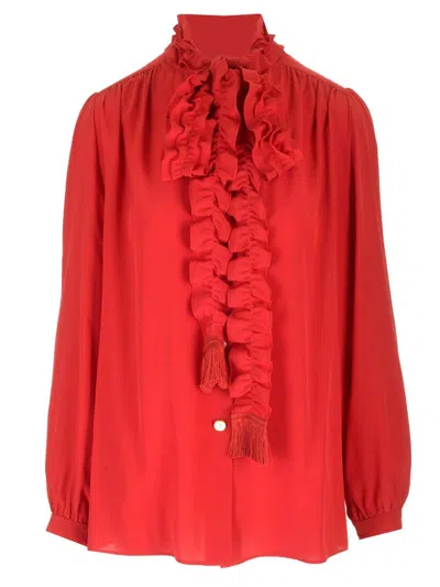 Valentino Crepe De Chine Shirt Shirts Multicolor In Red