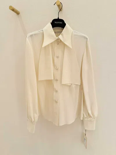 Valentino Crepe De Chine Shirt In Neutral