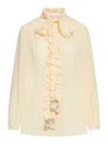 Valentino Silk Tasselled-pussybow Blouse In Nude & Neutrals