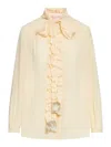 Valentino Silk Tasselled-pussybow Blouse In Nude & Neutrals