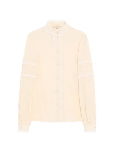 Valentino Crepe De Chine Shirt Woman Vanilla 48 In White
