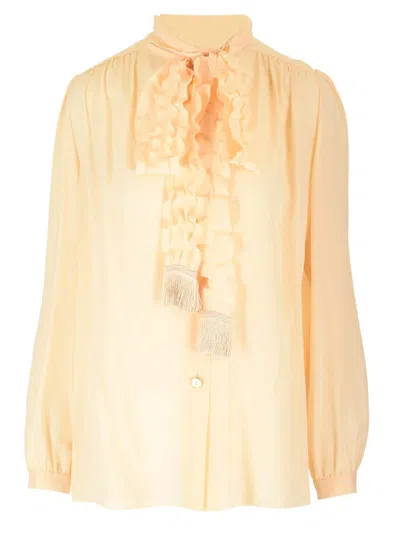 Valentino Crepe De Chine Shirt Shirts Beige
