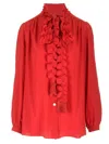 Valentino Crepe De Chine Shirt Shirts Multicolor In Red