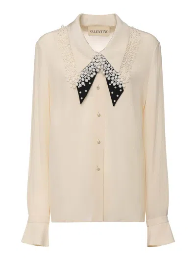 Valentino Crepe De Chine Shirt In White