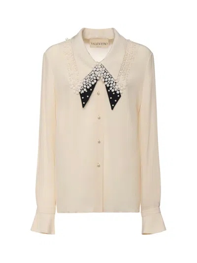 Valentino Crepe De Chine Shirt In Neutral