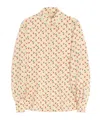 Valentino Crepe De Chine Shirt With Cherryfic Print In Neutral