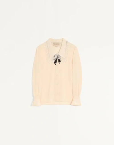 Valentino Crepe De Chine Shirt Woman Ivory 48 In Neutral