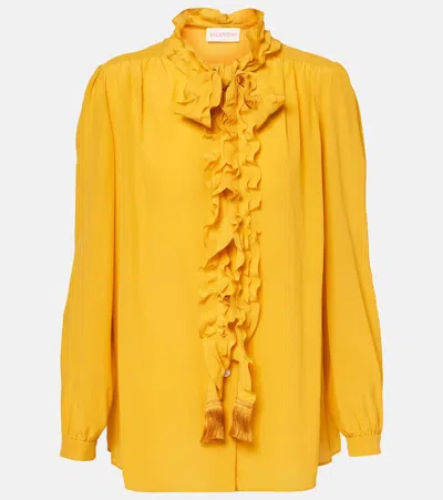 Valentino Crêpe De Chine Shirt In Yellow